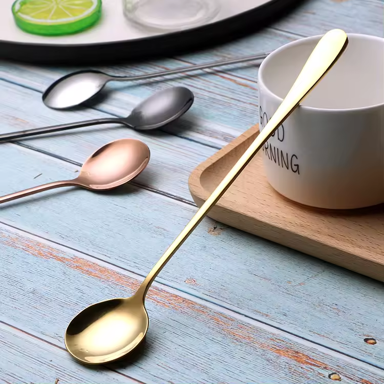 Sostraw & SmartThings - Wholesale Table Spoon (Cutlery) - Long Spoon - 2 shapes - 4 colors - Coffee, Tea, Ice cream2