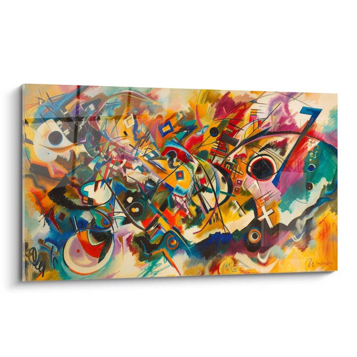 Farverigt abstrakt kompositionsmaleri - Geometrisk symfoni - abstrakt geometrisk udgave for engroshandel hos Walensky