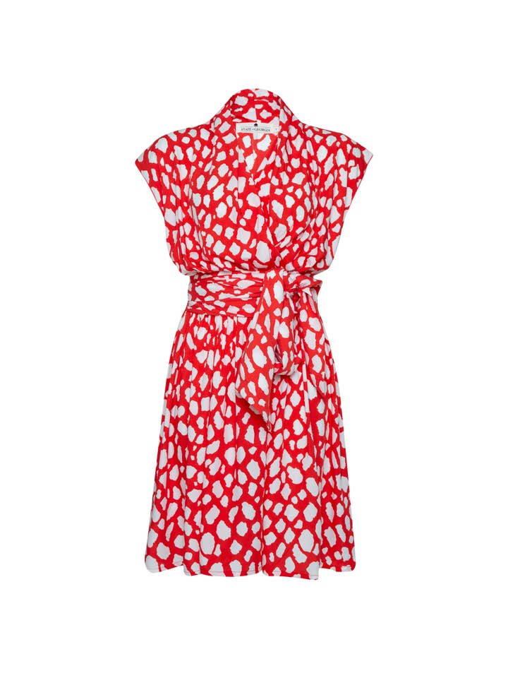 The Point Dress Short - Giraffe Red and White for wholesale on Faire