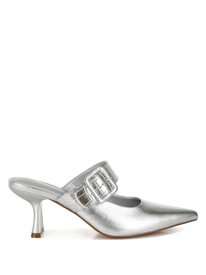 Rag Company - Wholesale Mules - Women's - Bismi Large Buckle Kitten Heel Mules