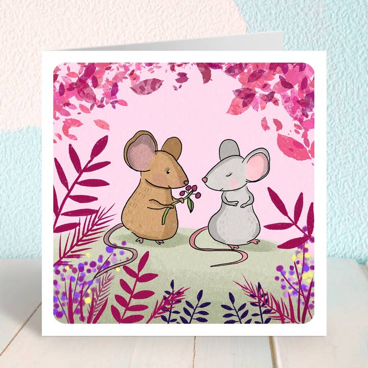 Two little Mice Greetings Card for wholesale by Cake and Crayons