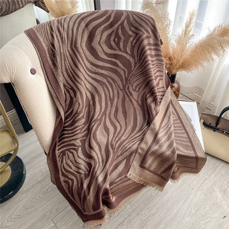 FurDecoration - Wholesale Scarf - Women's - Faux Wool Fringe Print Scarf0