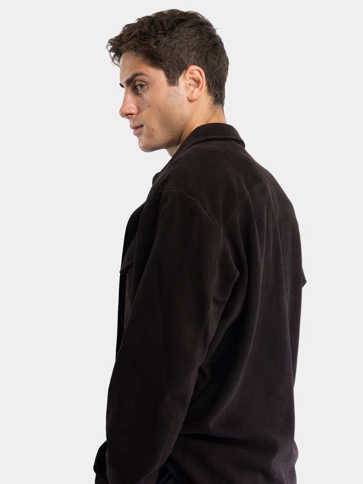 Dark Brown Arc Leather Shirt for wholesale on Faire4