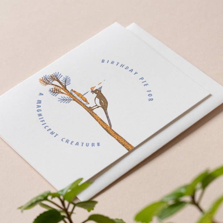 Homework Letterpress Studio - Wholesale Birthday Card - Birthday Magpie | BIrd Pie | Letterpress Card1