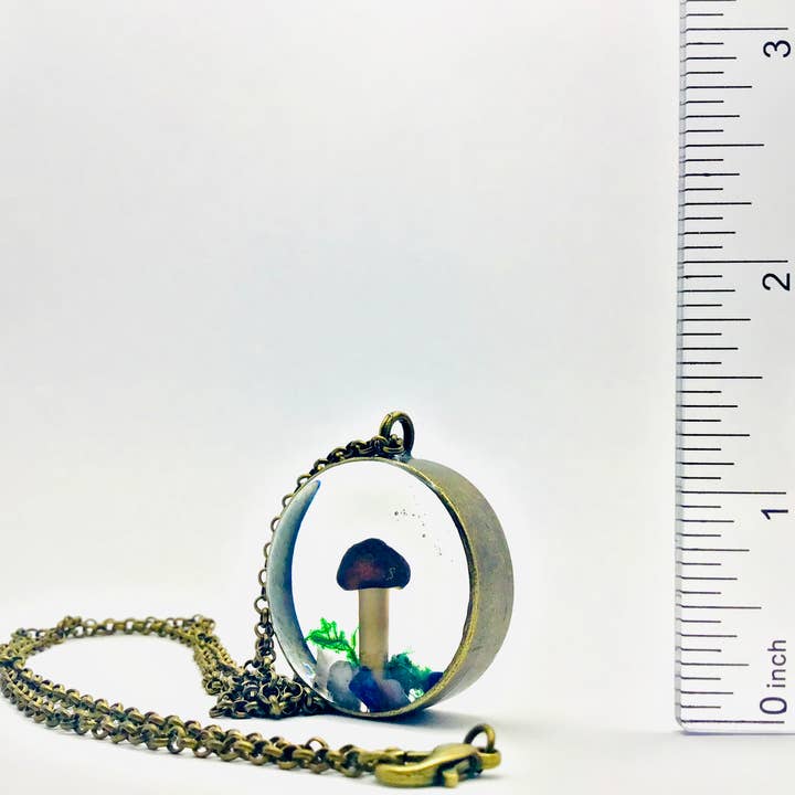 Fungus Farm LLC - Wholesale Pendant/Charm Necklace - Real Mushroom Curiosity Necklace Pendant 1.25" # 6851