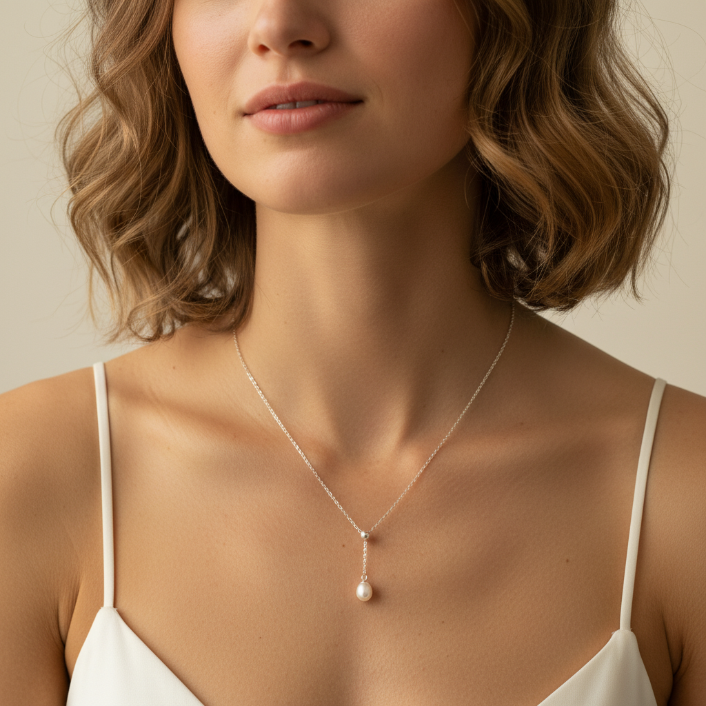 iBijoux - Venta al por mayor Collares con colgantes/abalorios - Collar colgante de perlas de agua dulce en plata de ley (1N05c)1