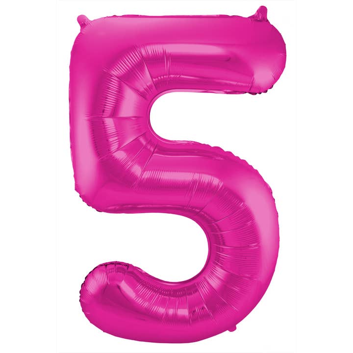 5 Shaped Number Balloon Magenta - 86 cm for wholesale by Folat BV