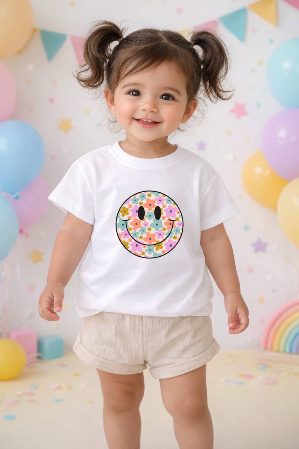Addie Joy company - Wholesale Screen Printed T-Shirt - Kids - Groovy Smile Matching Toddler T-shirt