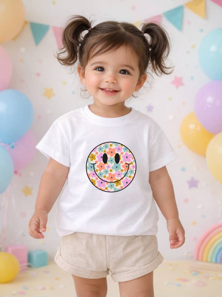 T-shirt abbinata per bambino "Groovy Smile" per la vendita all'ingrosso da parte di Addie Joy company