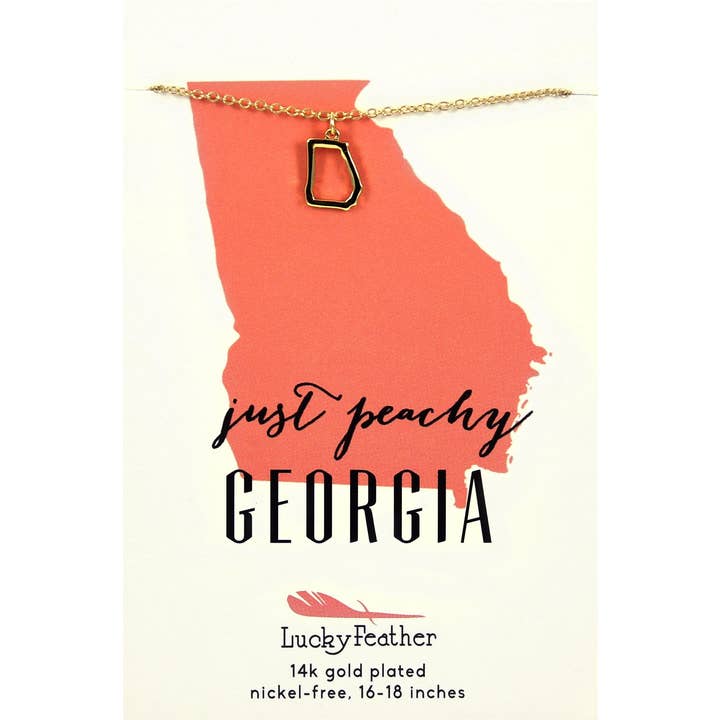 State Necklace - Gold - GEORGIA for wholesale by Lucky Feather