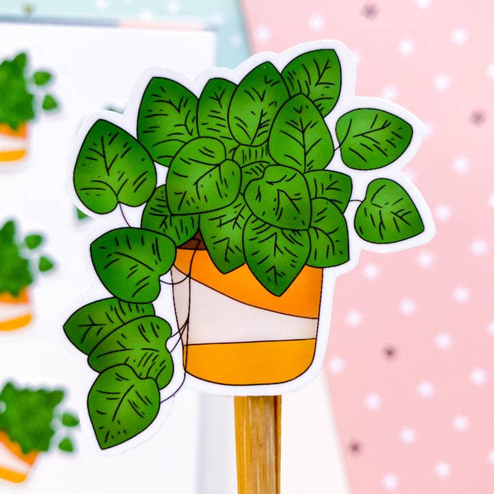 Autocollant imperméable à l'eau Super Cute Pathos Plant pour la vente par Simply Bella Handmade