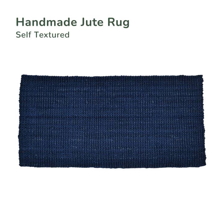 Tapis en jute durable, texture bouclée, bleu sarcelle, 2 pi x 4 pi pour la vente par India Wholesale Co