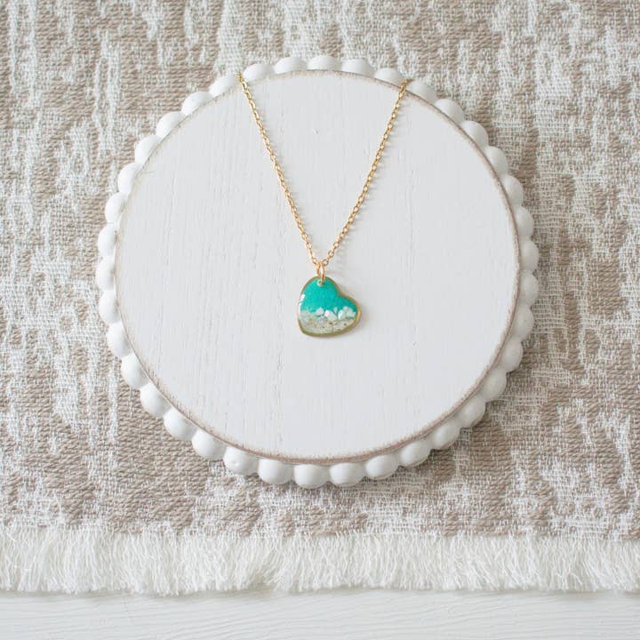 Colar de Areia Personalizado | Coração | Madrepérola | Ouro por atacado de Sandy Beaches Shop