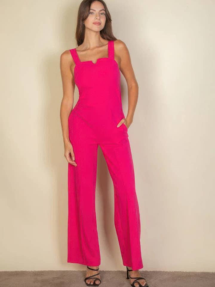 Camisole-buksedragt med hak i halsen - iøjnefaldende fuchsia farve for engroshandel hos Bandanas Wholesale