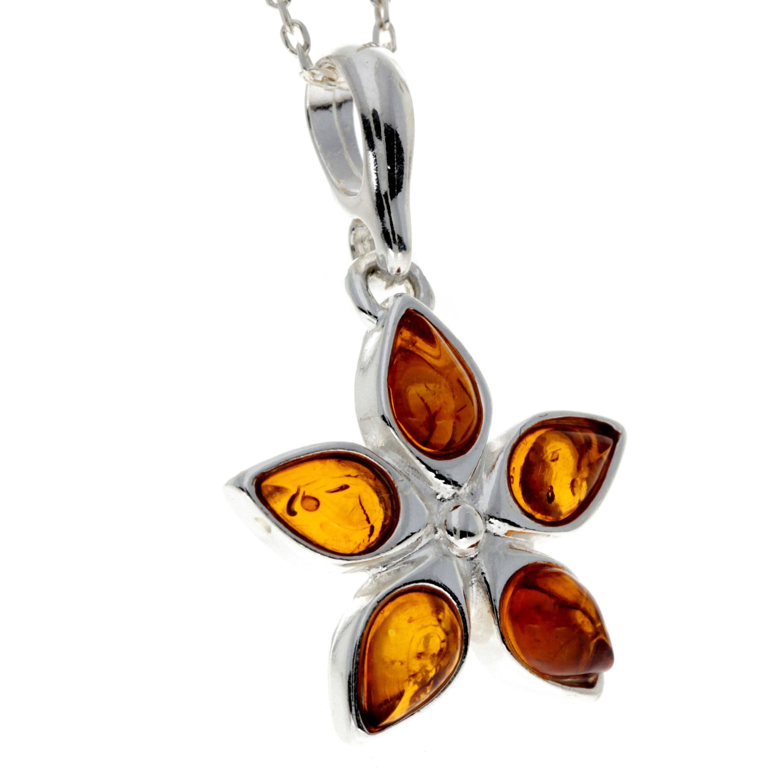 SilverAmber Jewellery – wholesale Individual charm/pendant – 925 Sterling Silver & Baltic Amber Classic Designer Star Pendant - 16843