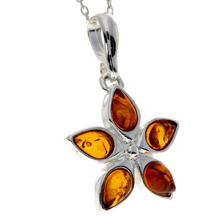 SilverAmber Jewellery – wholesale Individual charm/pendant – 925 Sterling Silver & Baltic Amber Classic Designer Star Pendant - 16843