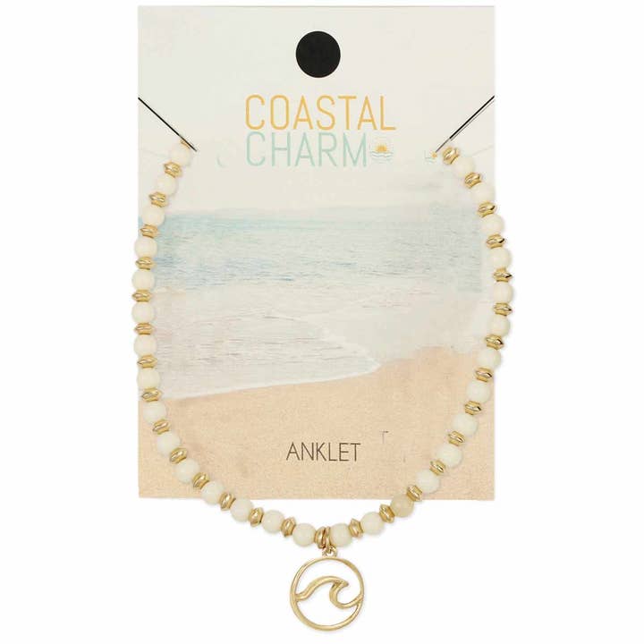 ZAD – Pulseira de tornozelo por atacado – Coastal Charm Wave Branco Conta Tornozelo