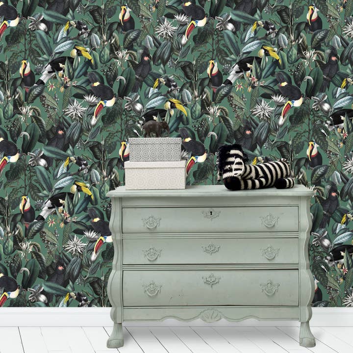 Perron 11 - Wholesale Behangrol - Behang Tropisch Oerwoud Met Tropische Vogels1