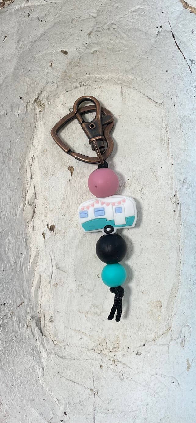 The Rustic Barn - Wholesale Keychain - Women's - Silicone CAMPER shape keyring clip on0