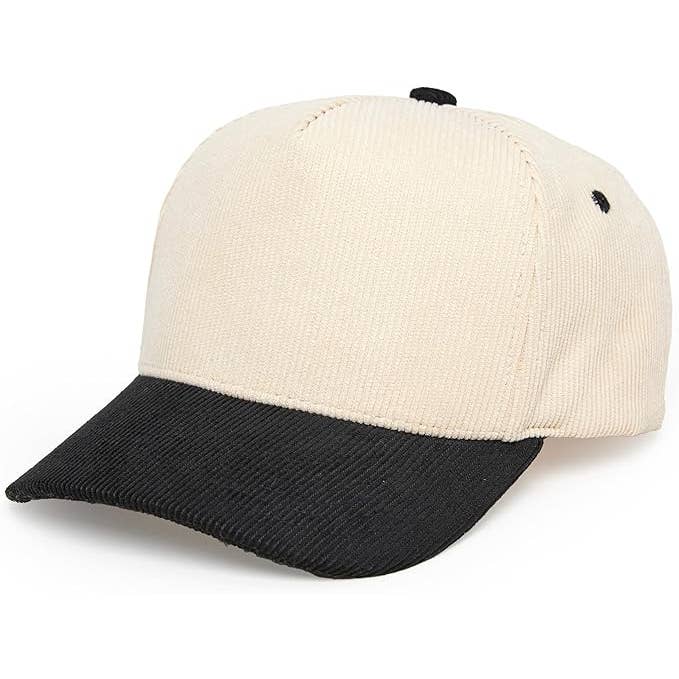Funky Junque - Wholesale Baseball Cap - Unisex - Two Tone Vintage Corduroy Hat - Black/Beige