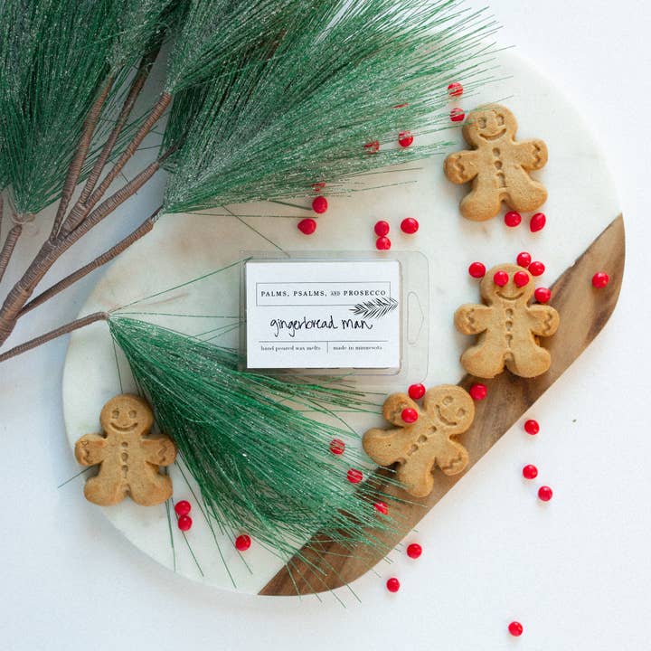 Gingerbread Man Wax Melts for wholesale by Palms, Psalms, & Prosecco