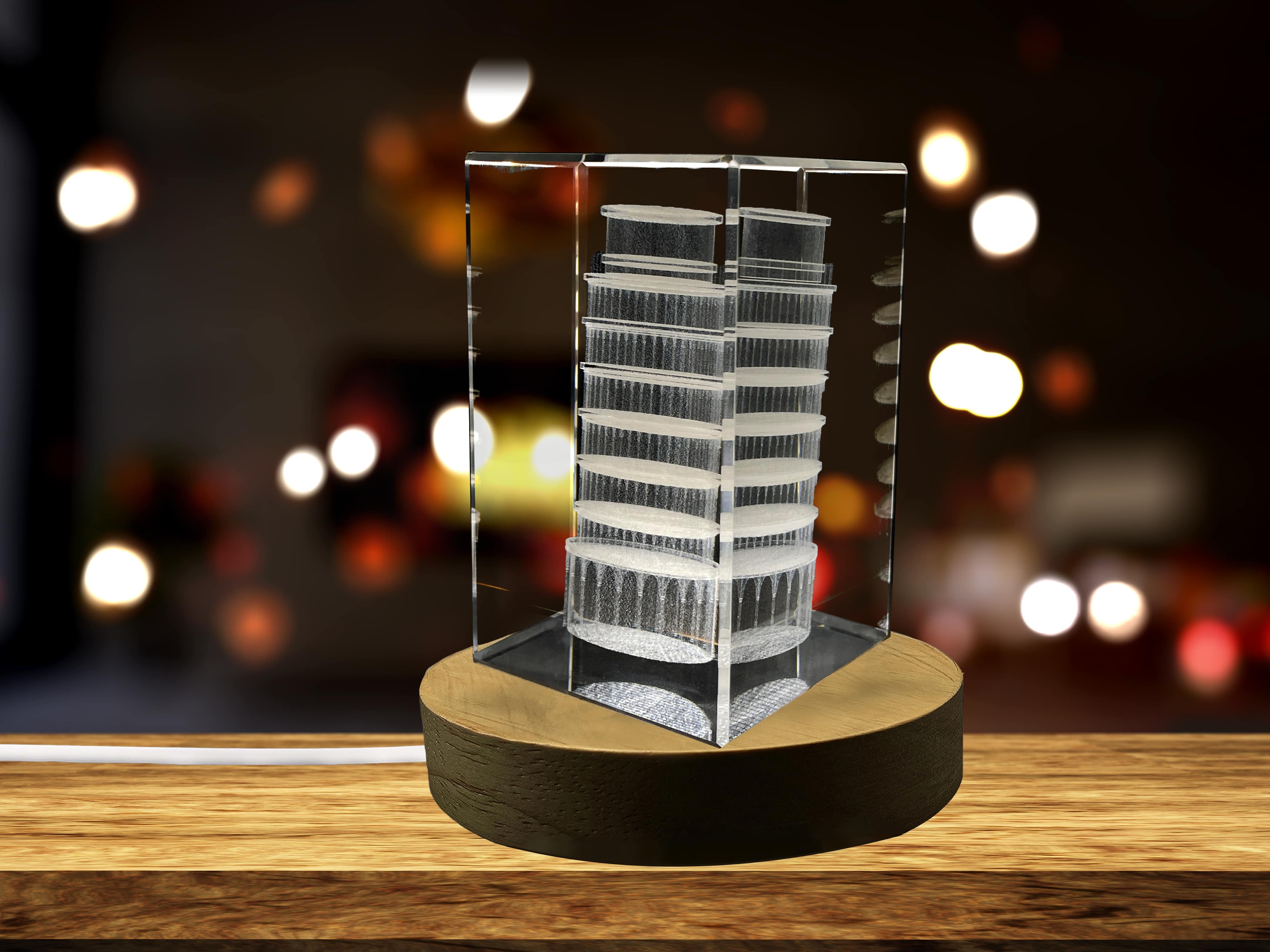 AB Crystal Collection - Wholesale Decorative Tabletop Object - Recognition Tower Architecture 3D Engraved Crystal Souvenir1