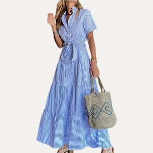 Roka Floral One Shoulder Maxi Dress in Blue – Lace & Beads