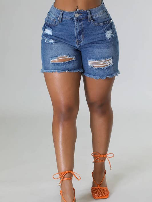 Calções Ganga com Bainha Desfiada. por atacado de 5besties inc