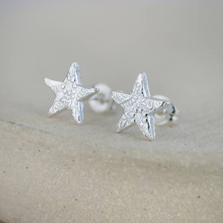 Lucy Kemp Jewellery - Wholesale Stud/post earrings - Sterling Silver Textured Star Studs2