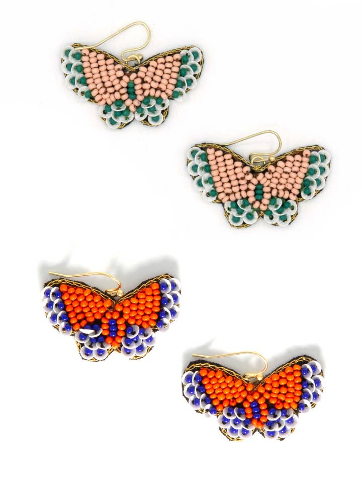 Beaded Butterfly Earrings for wholesale by Fair Anita