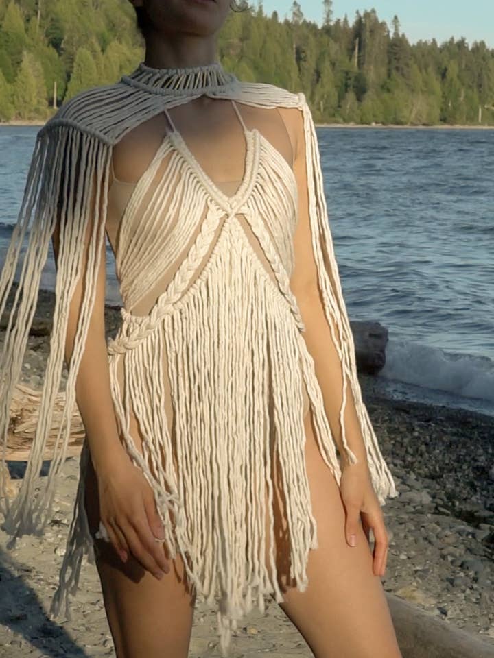 AstraWander – wholesale Swim cover-up – Women’s – Red Aphrodite Macrame Dress1