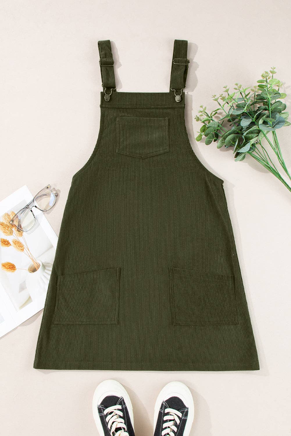 LALA LOO - Wholesale Overalls - Women's - Corduroy Front Pockets Sleeveless Overall Dress14