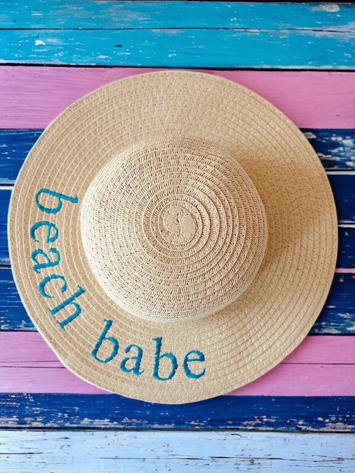 Wide Brim Woven Sunhat, Beach Babe for wholesale by SpearmintLOVE