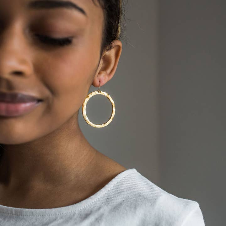 Jenna Vanden Brink Ceramics - Wholesale Dangle Earrings - Gold Ring Drops2