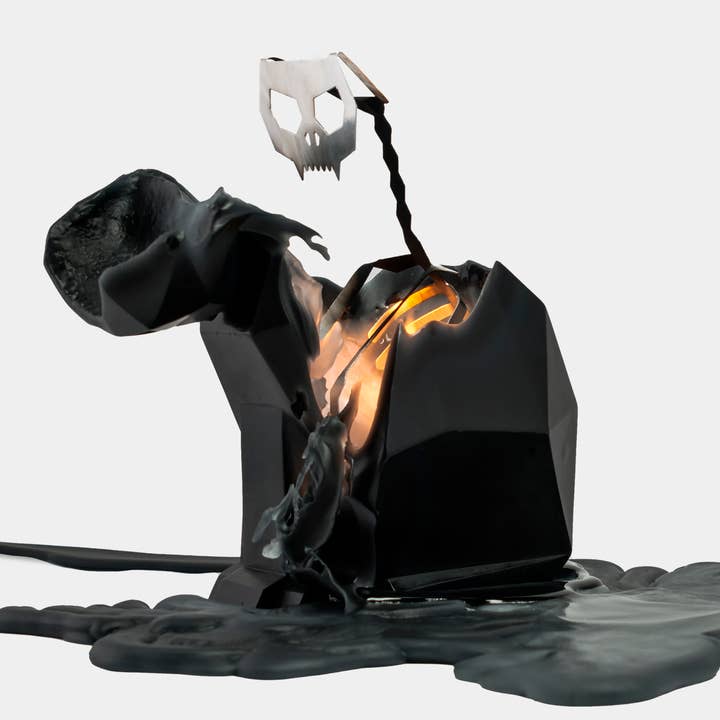 54 Celsius - Wholesale Novelty Candle - PyroPet Kisa Cat Skeleton Candle - 7" Tall, Black