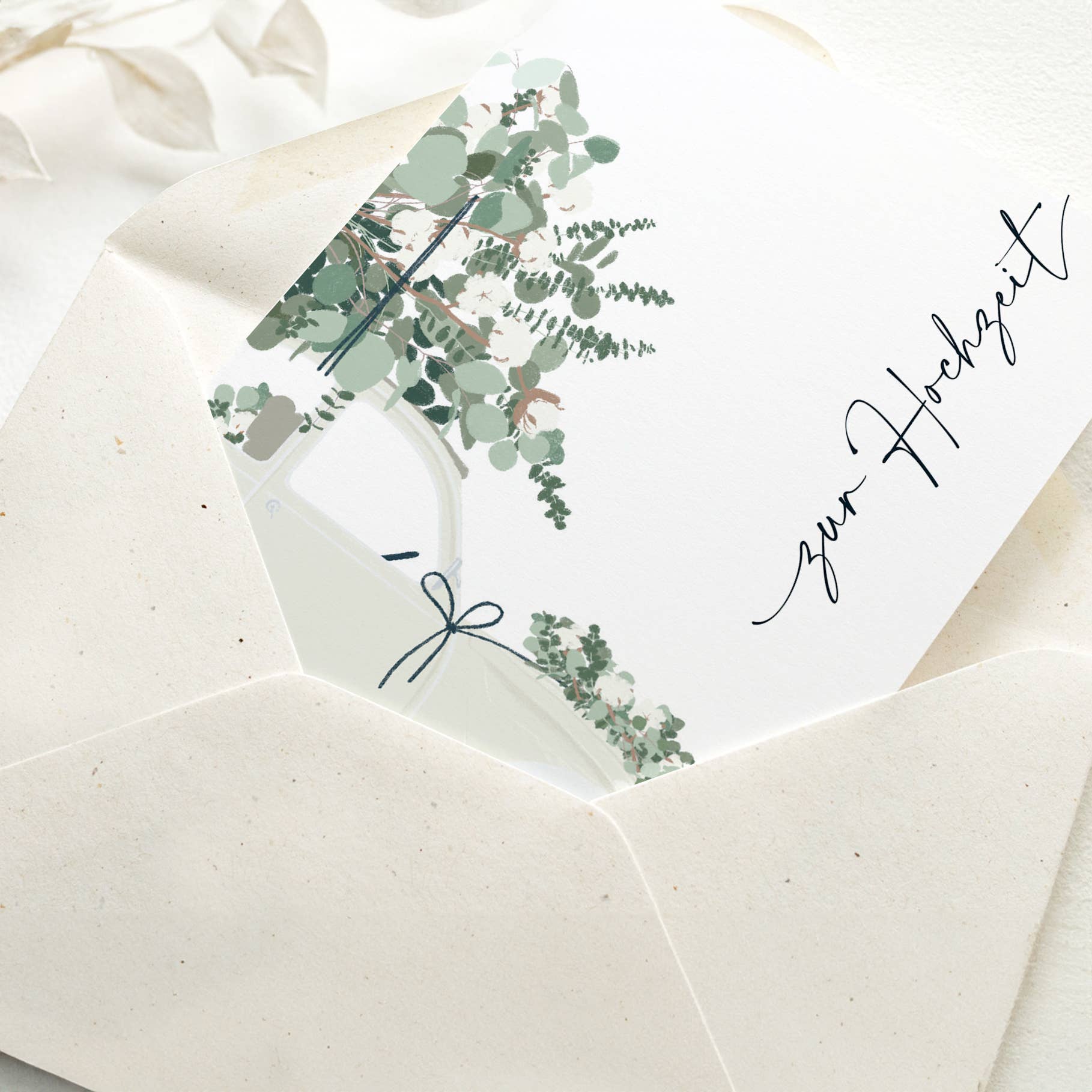 Wildblumen Atelier - Wholesale Wedding Card - Folding card for wedding car cream eucalyptus, FSC paper4