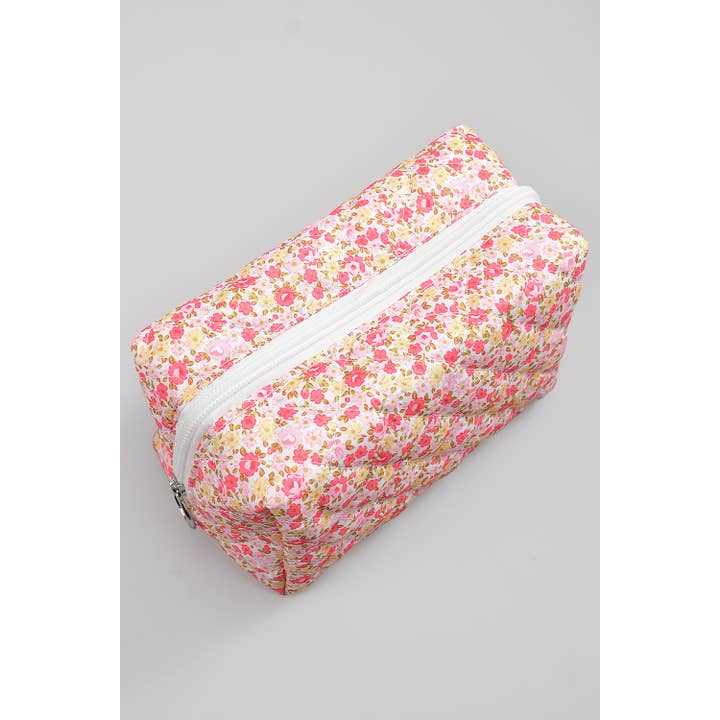 Girly - Wholesale Pouch - Women's - QUILTED FLORAL MAKEUP POUCH