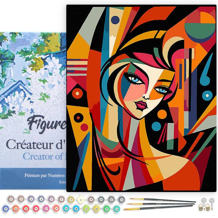 Paint by numbers Picasso Style Abstract Woman - Framed canvas for wholesale by Figured'Art (UK)