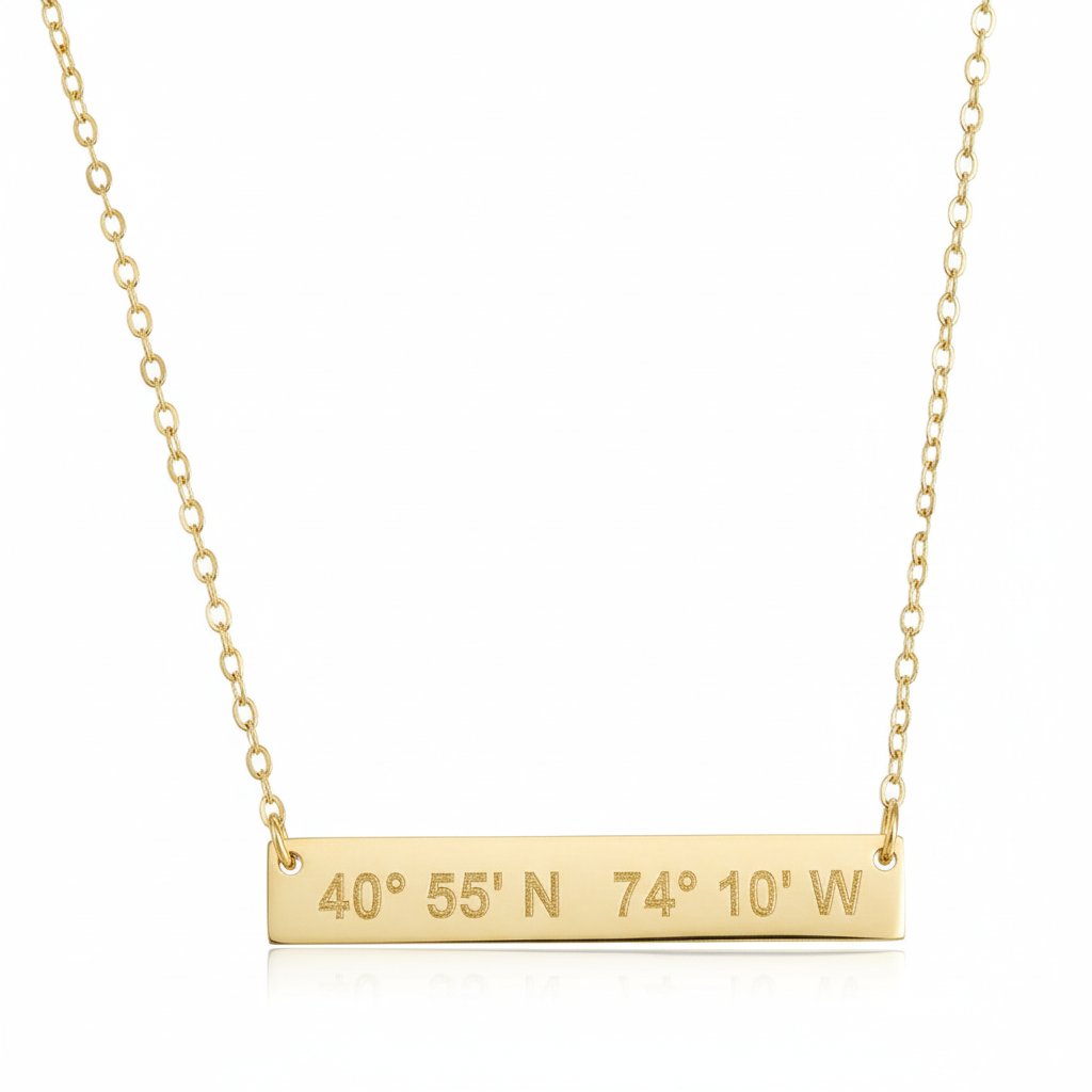 Lat & Lo - Wholesale Pendant/Charm Necklace - Coordinates Bar Necklace3