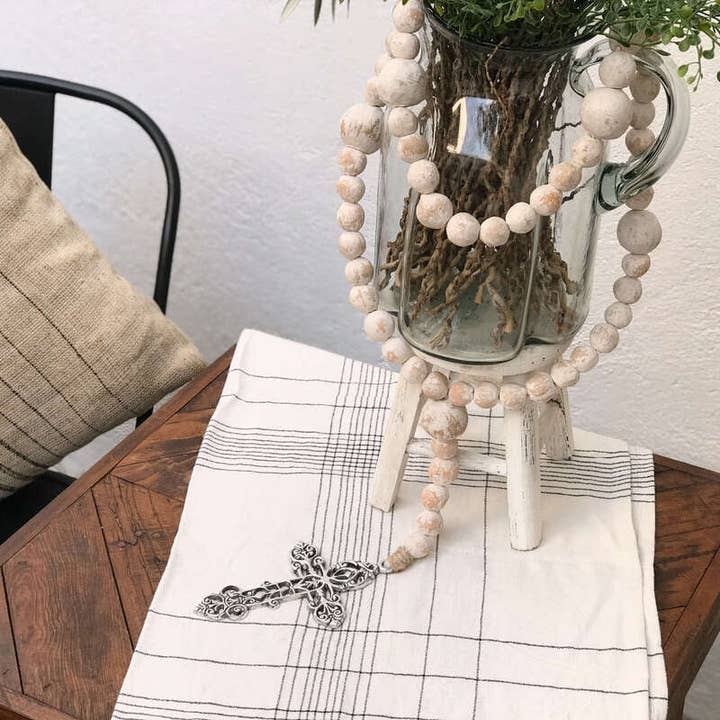 The Welcome Sign - Wholesale Decorative Tabletop Object - Baroque Iron Cross Rosary