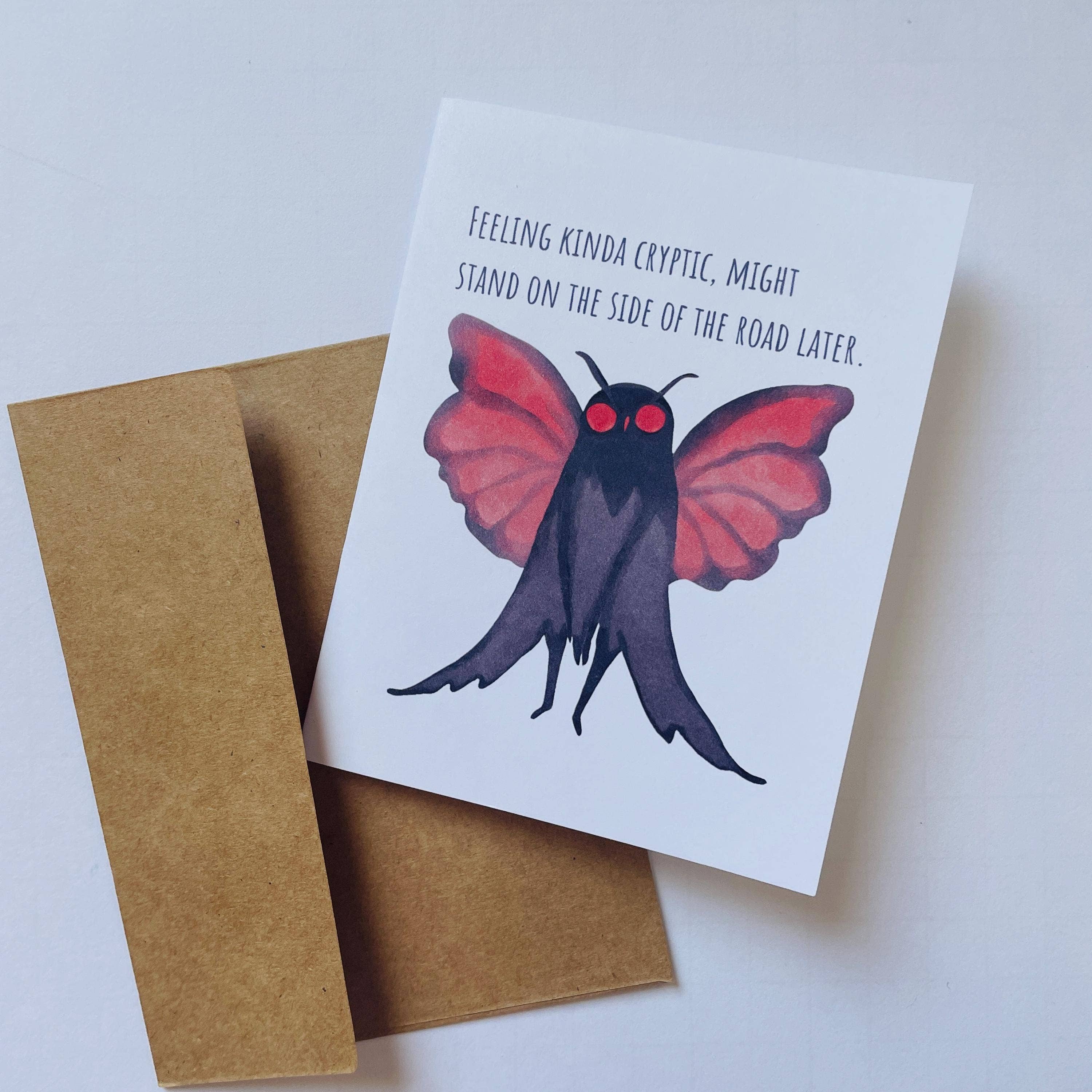 Cryptic Paper Co. - Wholesale Everyday Greeting Card - Mothman Cryptic Humor Card For Any Occasion8