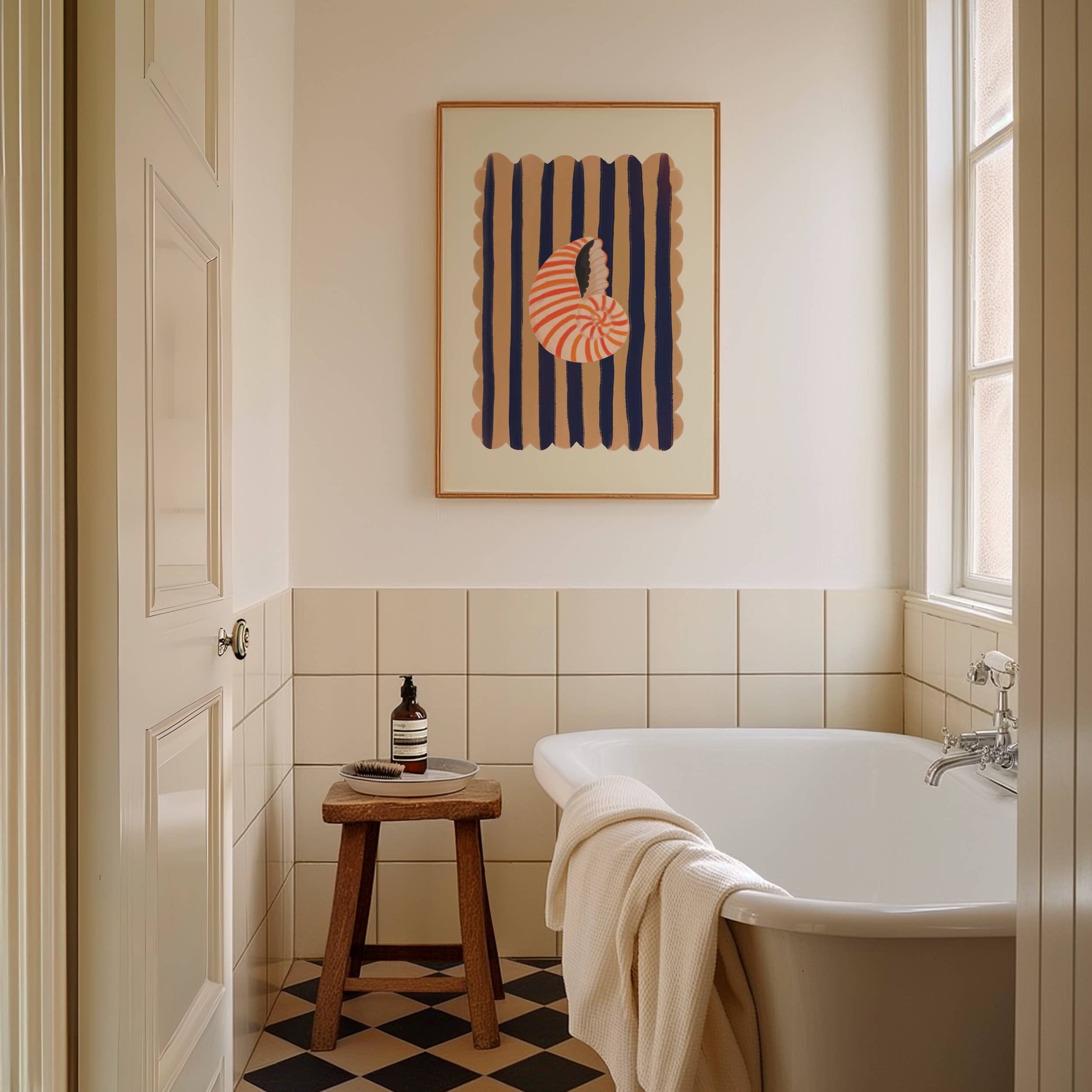 Kate Fox Design - Vendita all'ingrosso Stampa artistica - Striscia rossa, Disegno astratto di conchiglia a mano, Arte della conchiglia2