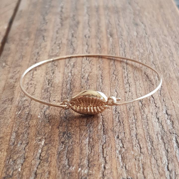 Gold Plated Cowrie Bangle for wholesale by C'cedille