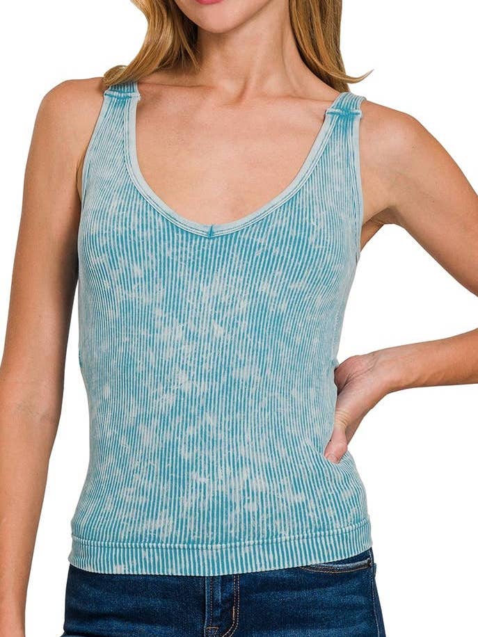 Canotta Senza Cuciture a Coste Stone Washed con Imbottitura per Reggiseno per la vendita all'ingrosso da parte di Vanilla Monkey