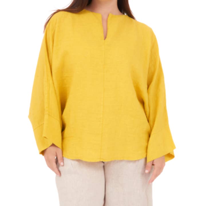 6668 Senape Vera May Italian Linen Top for wholesale by VeraMay