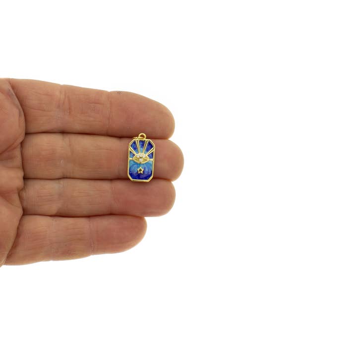 Jewel Pledge - Wholesale Individual Charm/Pendant - Evil Eye Amulet, Star Pendant & Pave Gold Charms CPG0383
