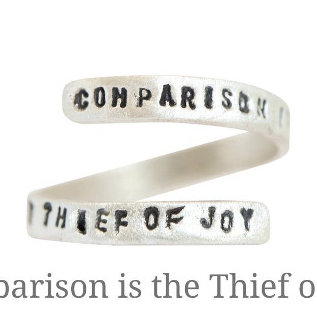 Comparison is the Thief of Joy -Theodore Roosevelt Quote Wrap Ring for wholesale by Chocolate and Steel