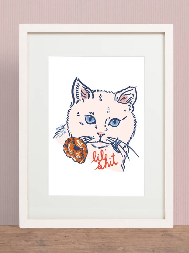 Lil' Shit (Cat) Print for wholesale by Stay Home Club