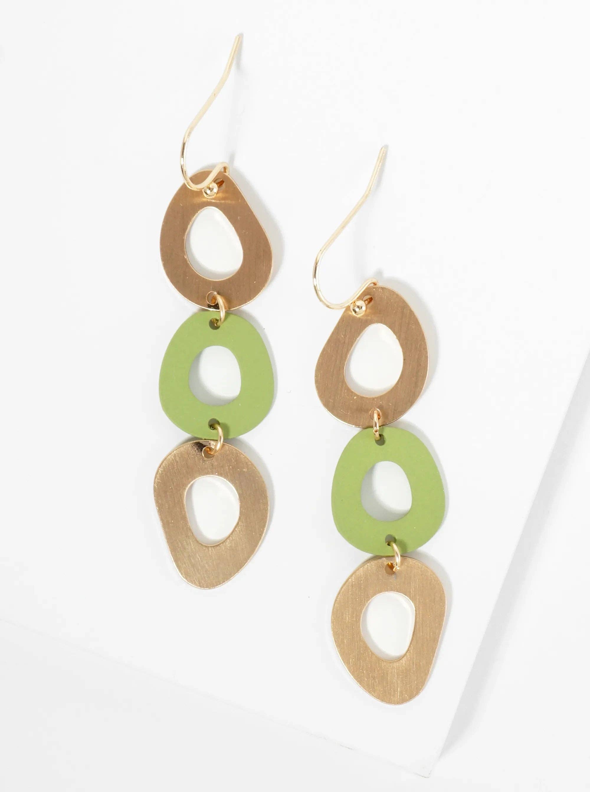 Wild Honey - Wholesale Dangle Earrings - Color Coated Organic Circle Drop Dangle Earrings0
