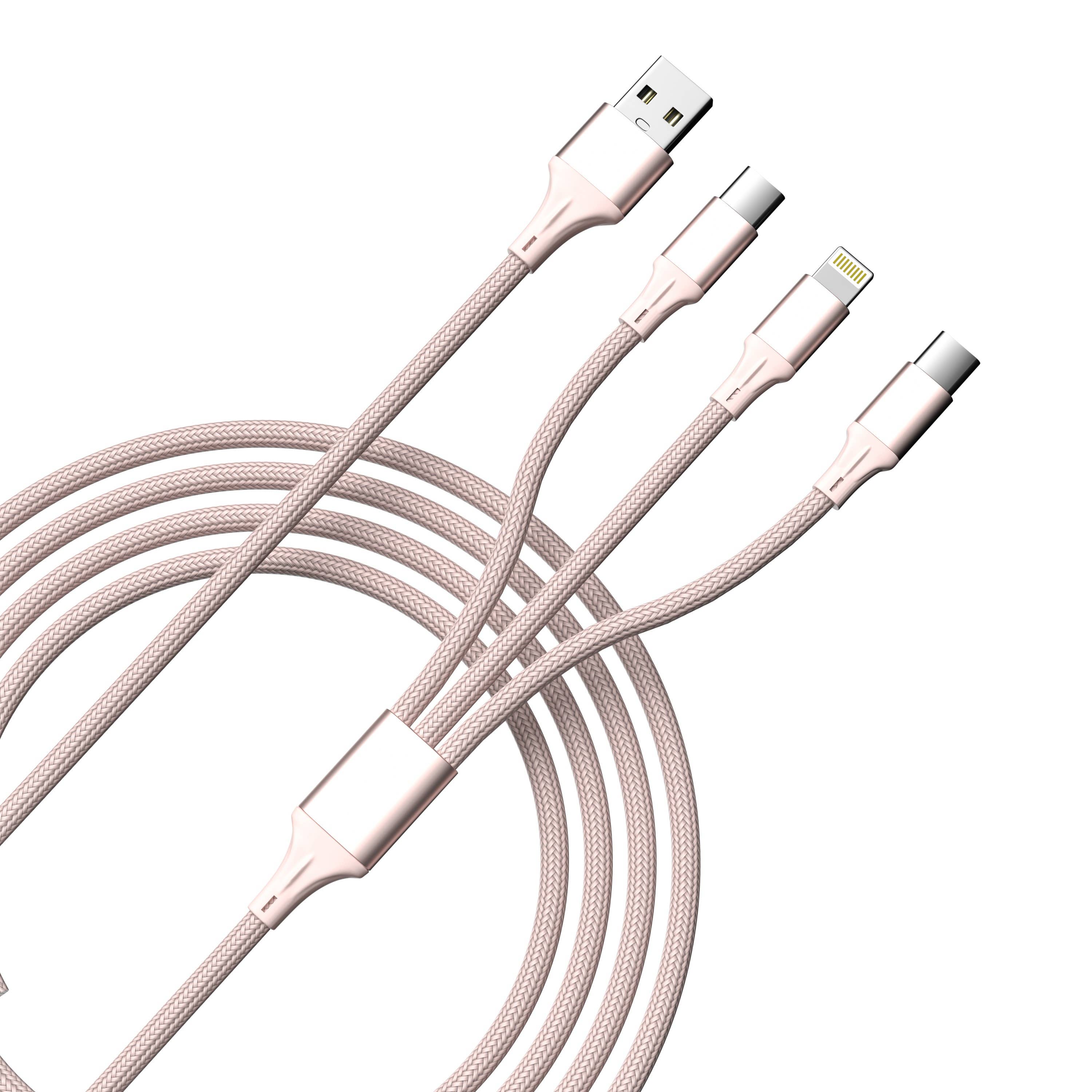 LAX Gadgets - Wholesale Charging Cable - 3-in-1 Cable For IPhone/Ipad & Android Devices - Retail Pack7